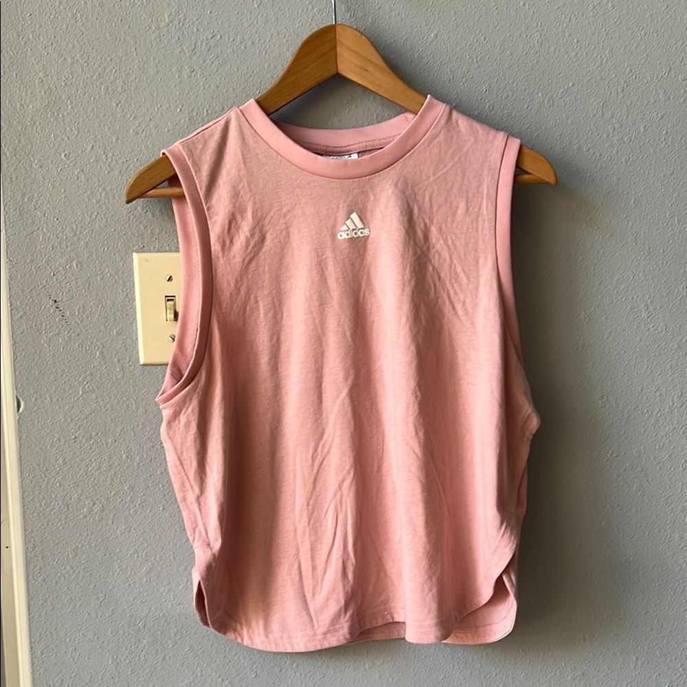 adidas Pink Muscle Tank Top with Small Logo